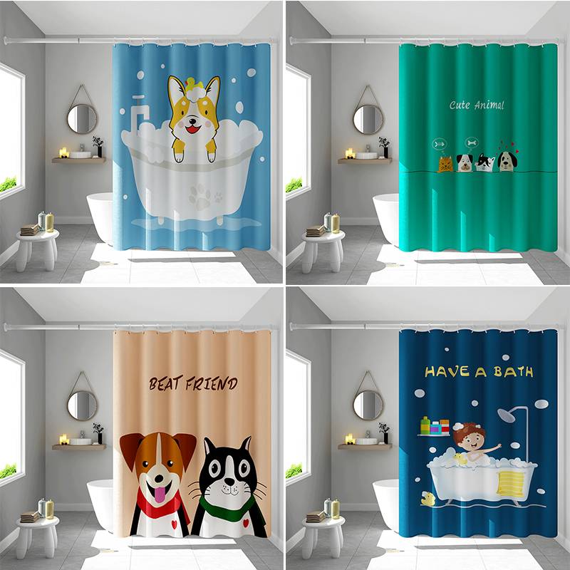Rèm Cửa Nhà Tắm Chống Nước Họa Tiết Hoạt Hình