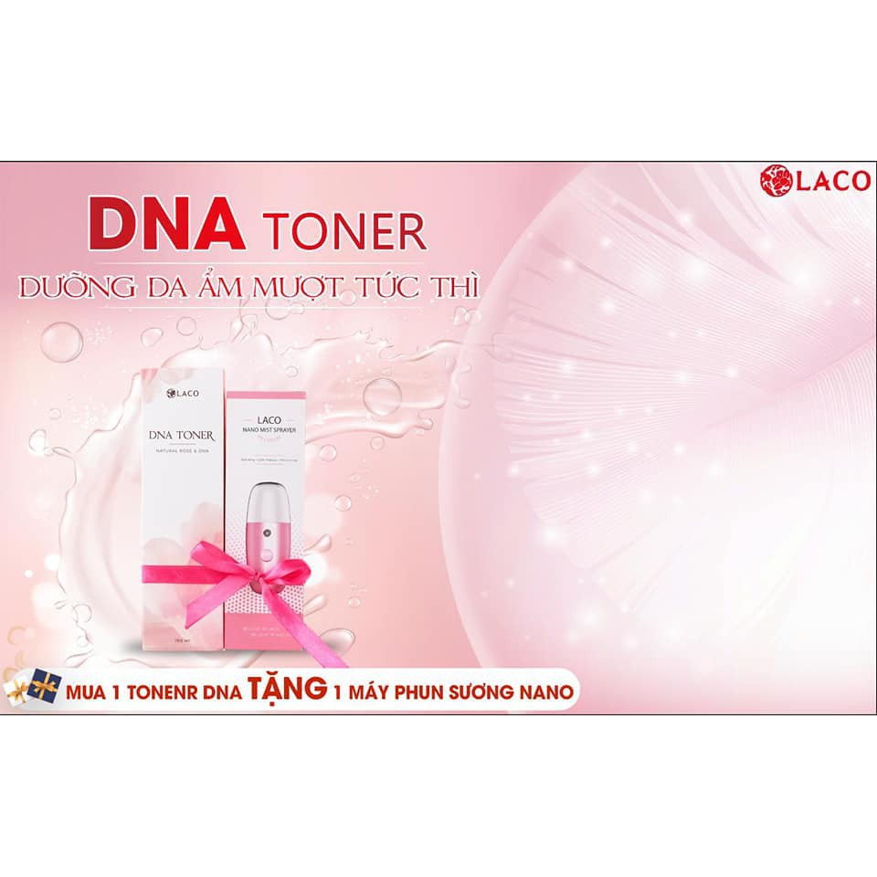 DNA Toner LACO Natural Rose Và DNA Trắng Mịn Da Thu Nhỏ Lỗ Chân Lông Mờ Thâm Nám Ngăn Ngừa Lão Hóa Cấp ẩm giảm Mụn 150ml
