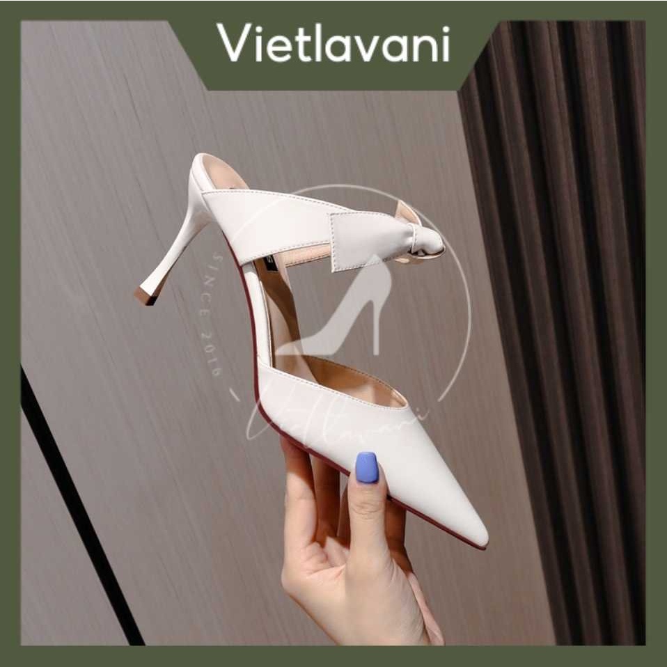 Guốc nữ mã G27 Vietlavani cao 7cm hàng đẹp có 2 màu kem và đen