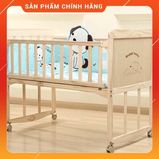 [Tặng Mã 70K – Hàng Chính Hãng] GIƯỜNG CŨI GỖ, NÔI CŨI ĐA NĂNG kèm quây và chiếu ( loại 1 tầng)