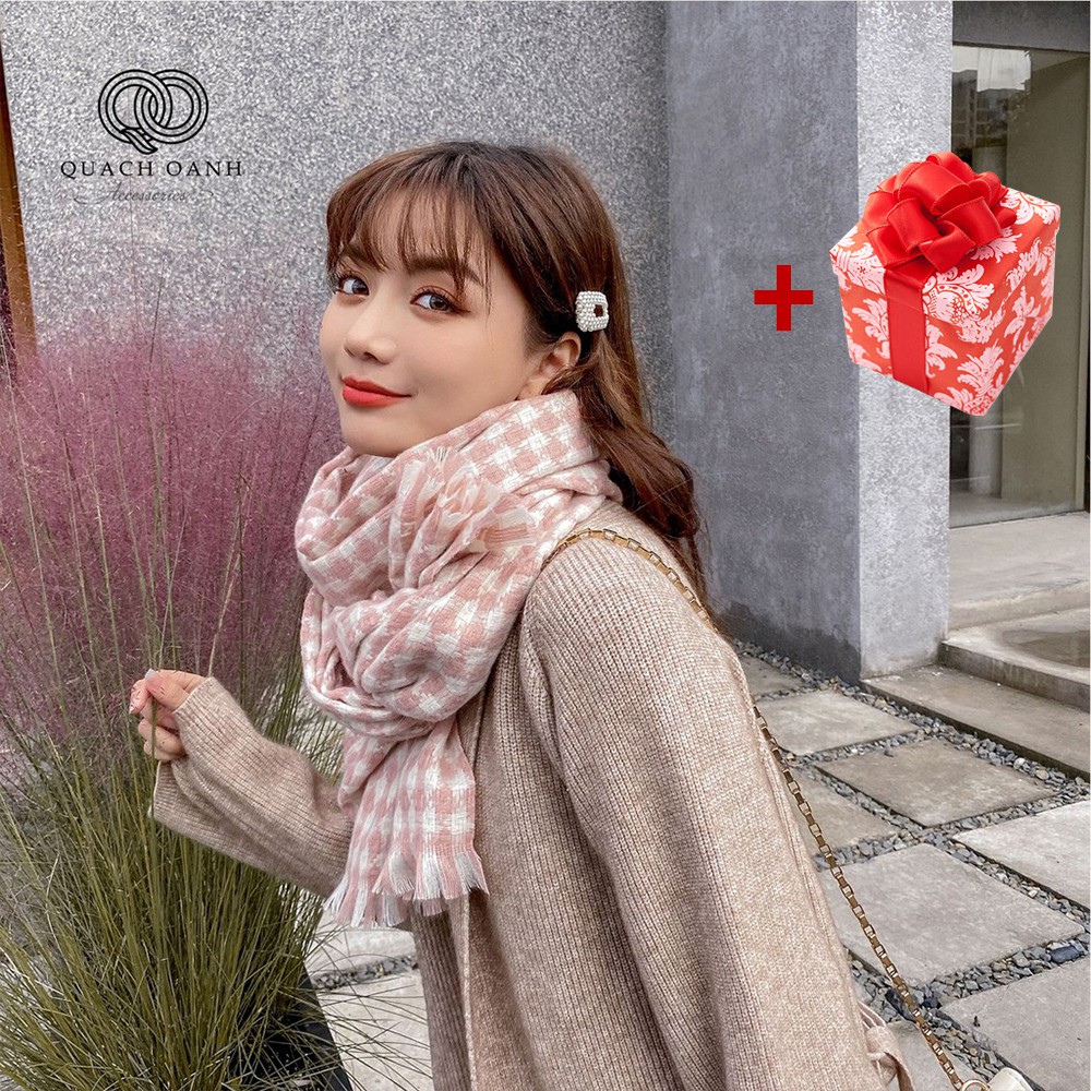 [FREESHIP đơn từ 0đ] Khăn dạ kẻ trám xinh xắn dành cho bạn gái - KH01