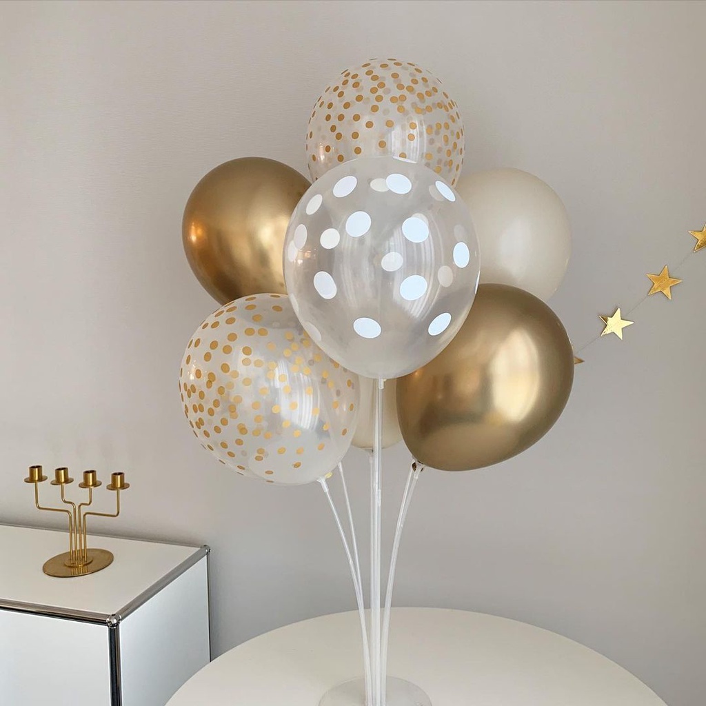 Bóng Trong Suốt Chấm Bi Trắng Tròn Trang Trí Sinh Nhật - K97