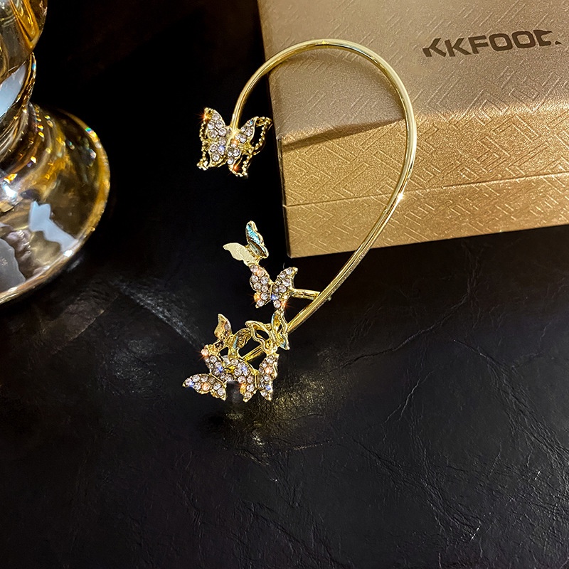 Khuyên kẹp vành tai hình bướm đính đá pha lê thời trang thanh lịch cho nữ