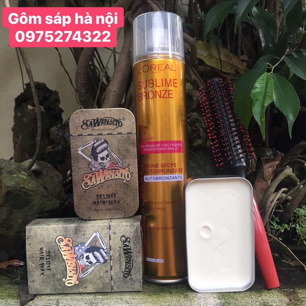 COMBO Gôm  Xịt Tóc Sublime Bronze + Sáp Vuốt Tóc SAWENSITO DElUXE HAIR WAX 100ml (giữ nếp tốt ) + LƯỢC