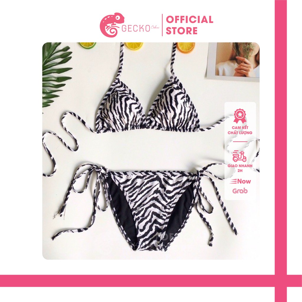 Bikini Đồ Bơi 2 Mảnh Tam Giác Sọc Ng.ựa GK0205 (Ảnh Thật)