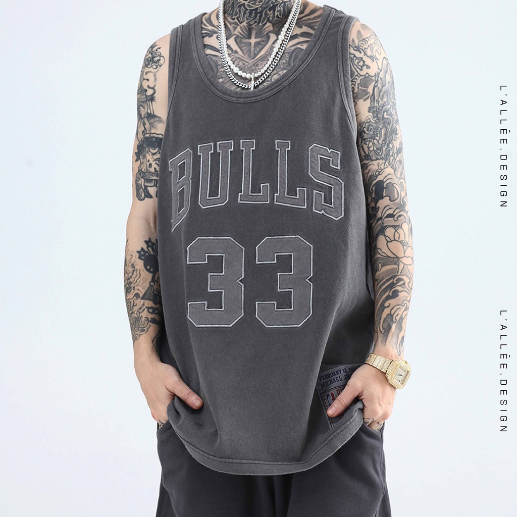 Áo Ba lỗ Tanktop Xám 33 by Lallee.Design áo sát lách chất vải Wash Xám dày dặn form rộng thoải mái khi Hoạt động 302