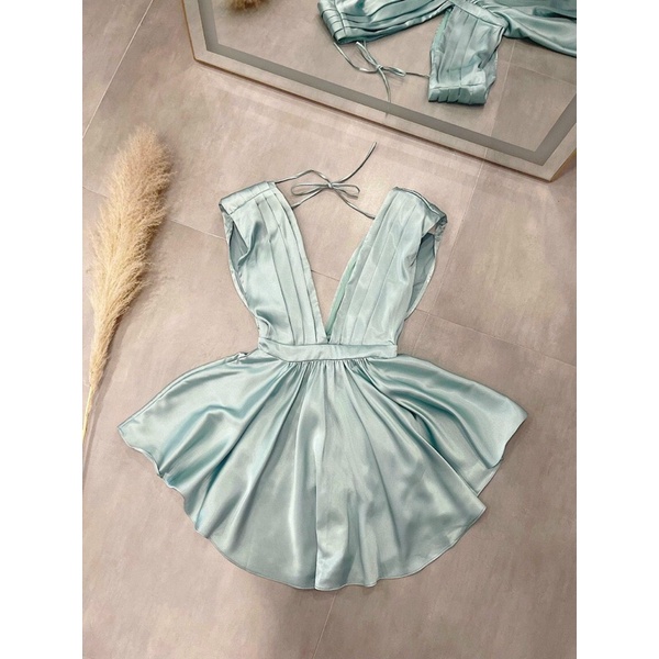 Jumpsuit shorp xếp ly ngực
