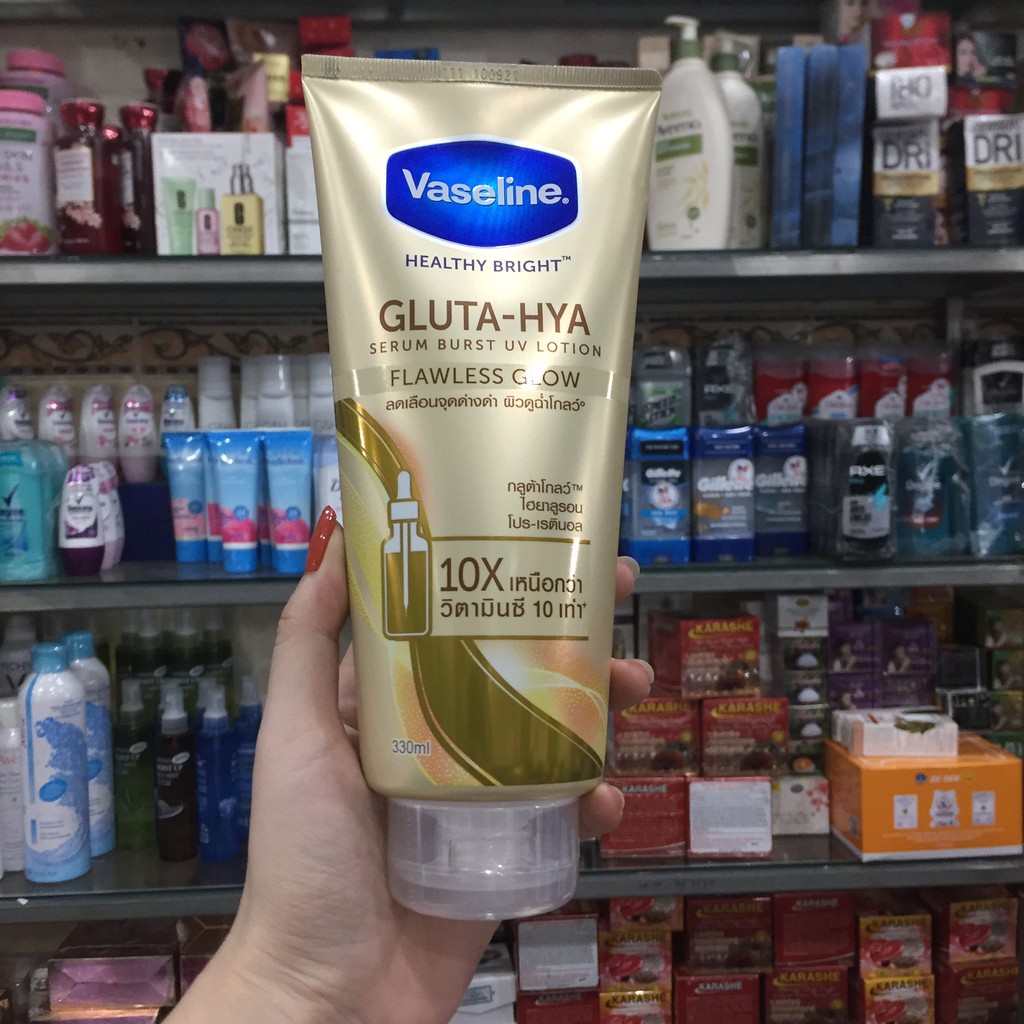 Sữa dưỡng thể trắng da Vaseline Healthy Bright Gluta HYA Serum Burst Lotion 10X Thái Lan 330ml