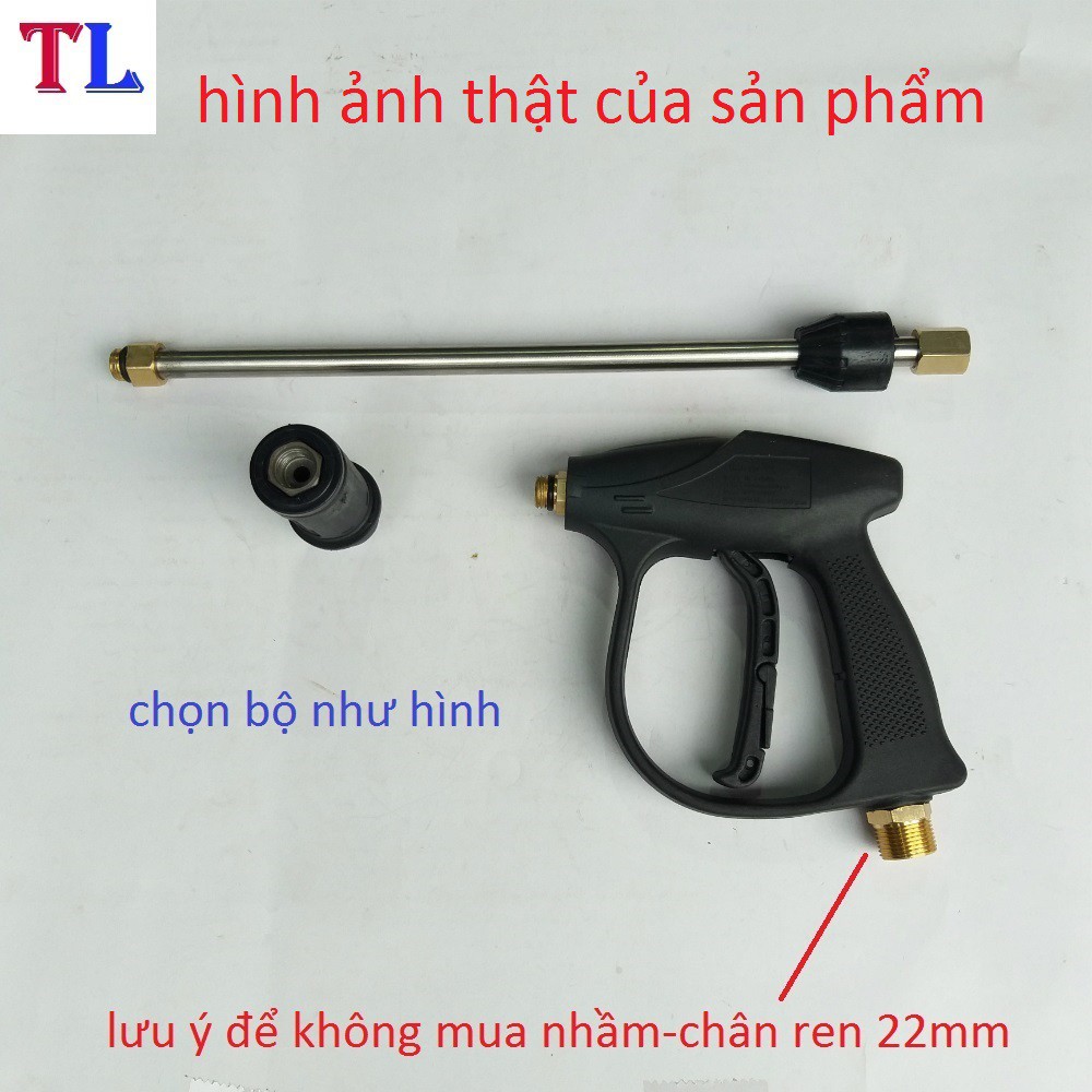 Súng rửa xe cao áp ren 22mm + ống nối dài 36cm