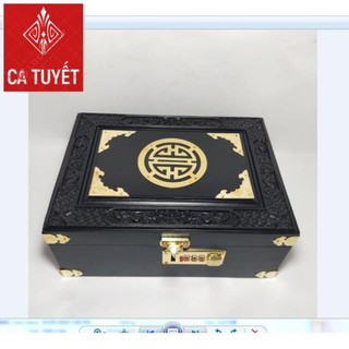 HỘP TRANG SỨC - HỘP ĐỰNG CON DẤU GỖ HƯƠNG CAO CẤP CHẠM MẶT KHÓA MÃ SỐ LOẠI 1 - ẢNH THẬT