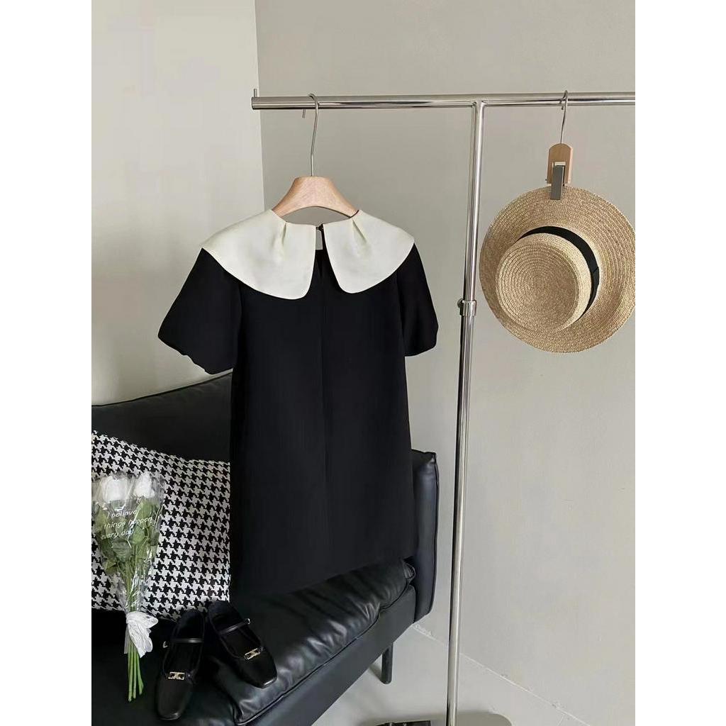 Đầm Ngắn Tay Phối Màu Đen Trắng Thời Trang Sành Điệu 64097