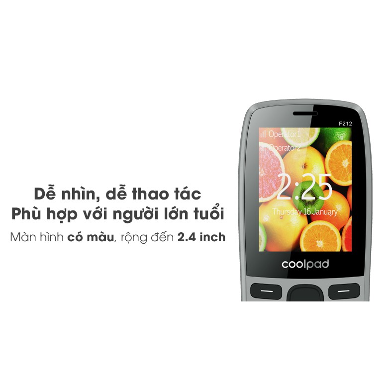 Điện Thoại Phổ Thông Coolpad F212 màn hình 2.4 inch 2 SIM-Màu Xanh đen -BH 1 năm 1 đổi 1-Hàng Chính Hãng | BigBuy360 - bigbuy360.vn