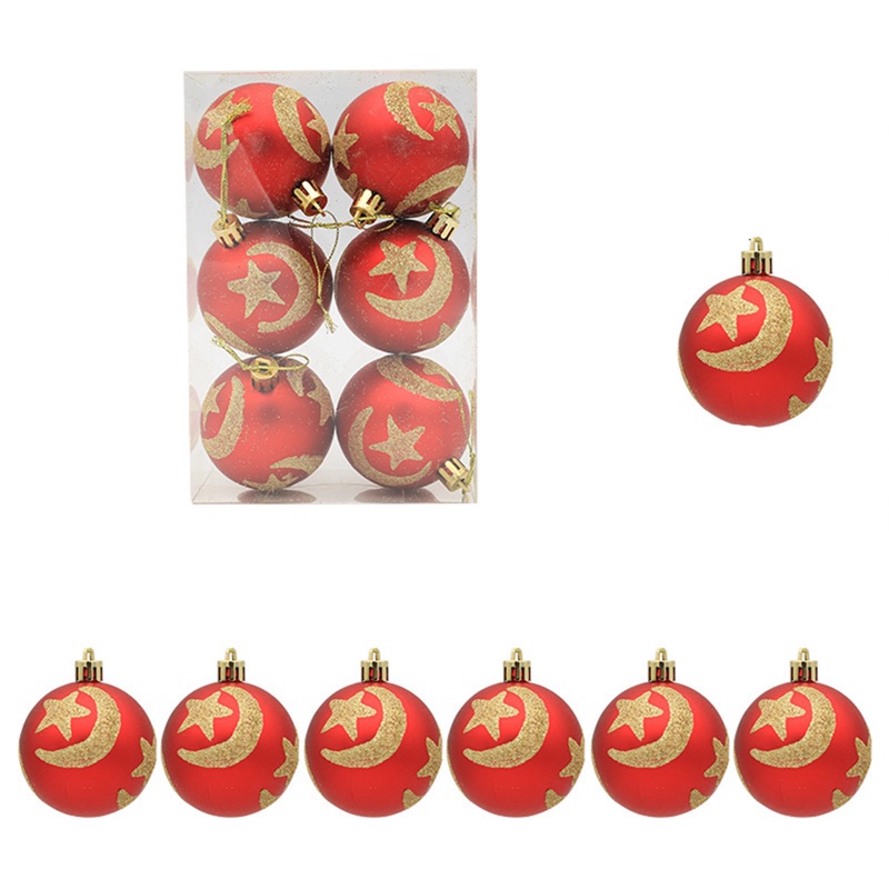 Bộ 6 Quả Châu Trang Trí Cây Thông Giáng Sinh Màu Vàng Và Đỏ Chống Vỡ Kích Thước 6cm