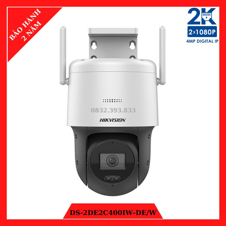 Camera IP WiFi Ngoài Trời 4.0Mp Hikvision DS-2DE2C400IW-DE/W Xoay 360, Đàm Thoại 2 Chiều - Chính Hãng