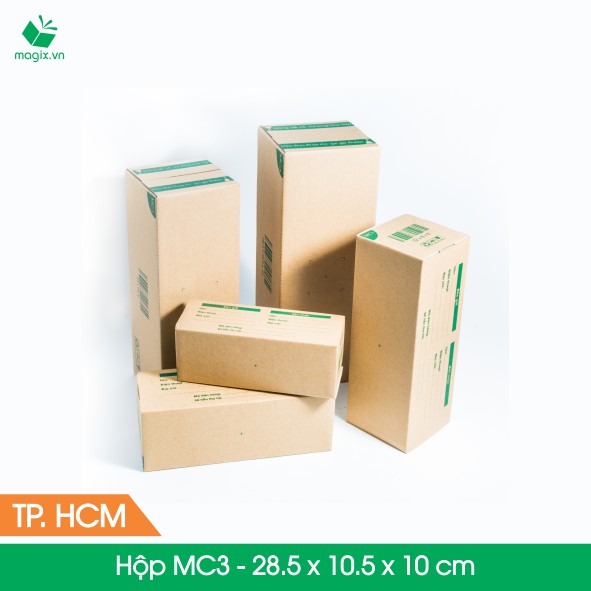 MC3 - 28.5x10.5x10 cm - 60 Thùng hộp carton + tặng 25 decal HÀNG DỄ VỠ