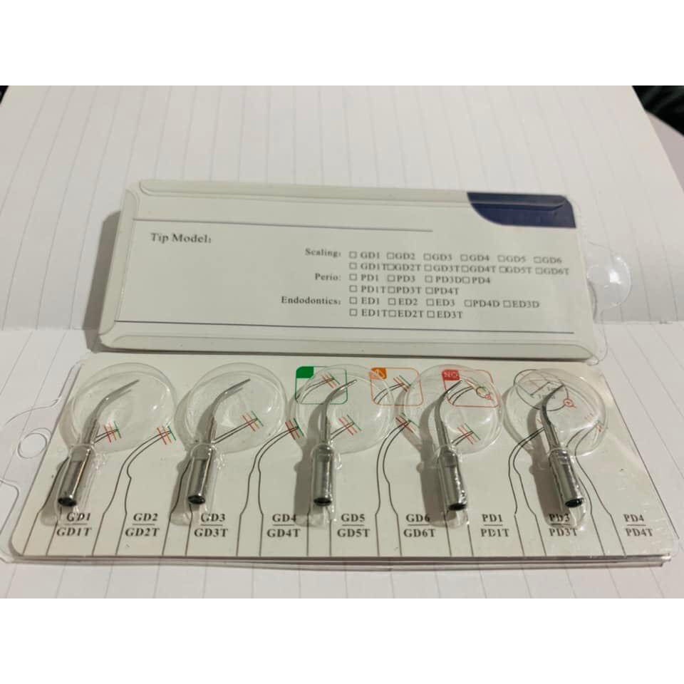 Mũi Lấy Cao Vỉ 5 Mũi Răng Gắn Vào Máy Lấy Cao Woodpecker, B5, B6, DTE