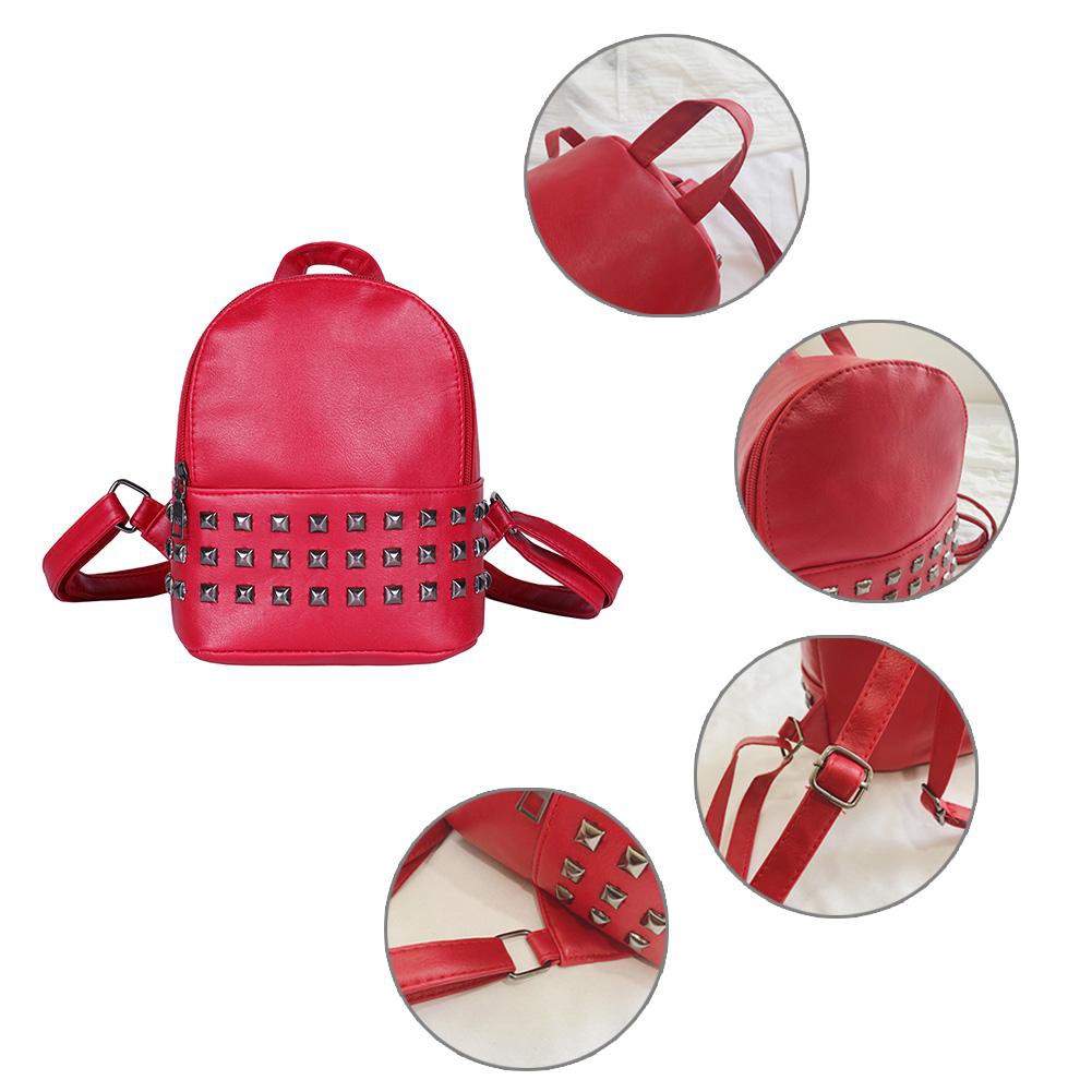 Girls Shoulder Schoolbags Fashion Rivet Backpack Women PU Leather