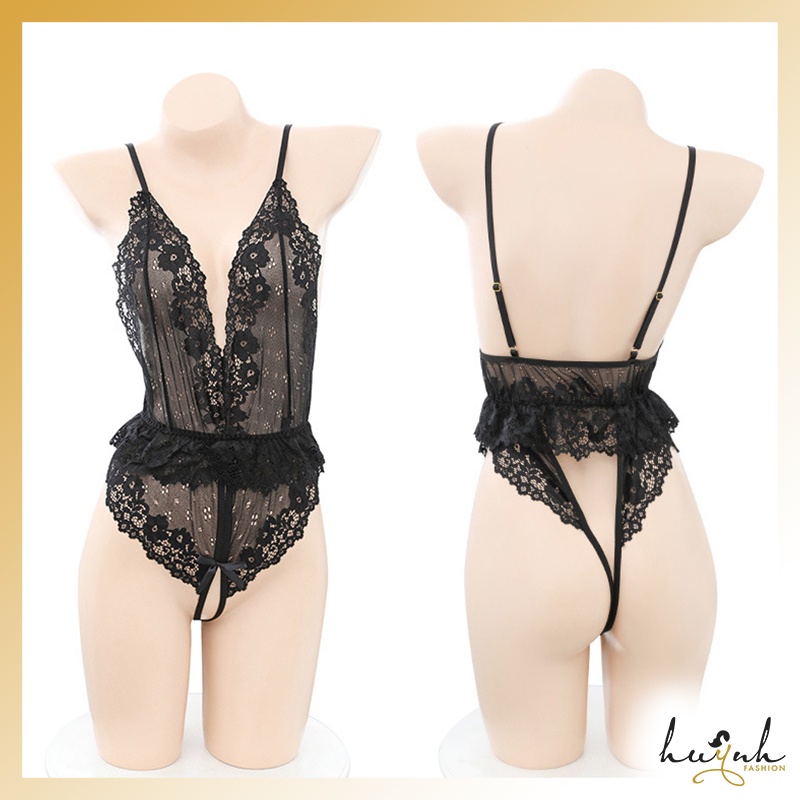 Bodysuit Ren Sexy Xẻ Ngực Hở Đũng Gợi Cảm - B13