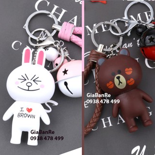 MS: 6590A - COMBO 2 MÓC KHÓA LỚN KÈM LỤC LẠC THỎ CONY GẤU BROWN - MẨU A
