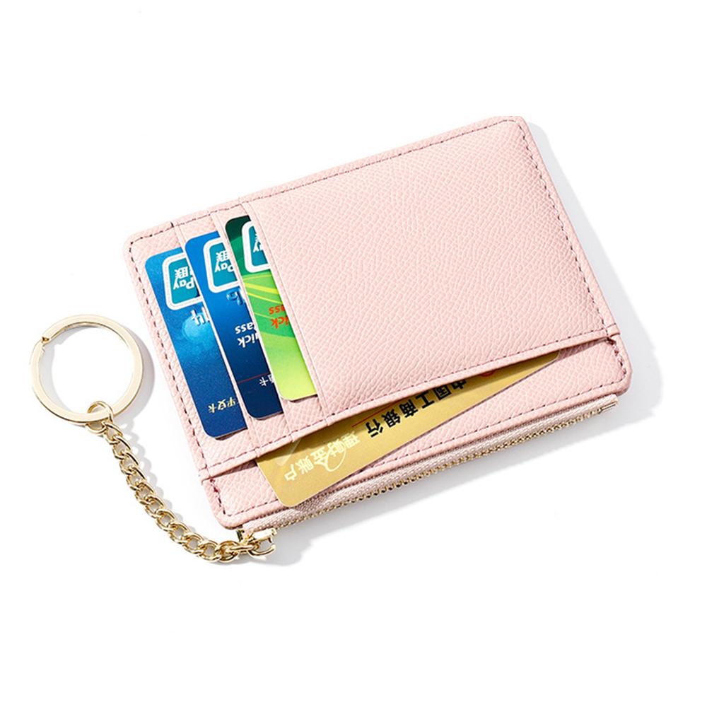 QQMALL Women Card Holder Cute Wallet Case Mini Wallet Small 8 Colors Keychain Multi-card Bit Zipper PU Leather Coin Purse/Multicolor