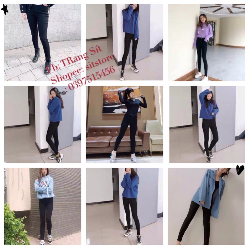 Quần legging thô giả bò cạp cao Loại 1 trơn/lót lông giữ nhiệt | BigBuy360 - bigbuy360.vn