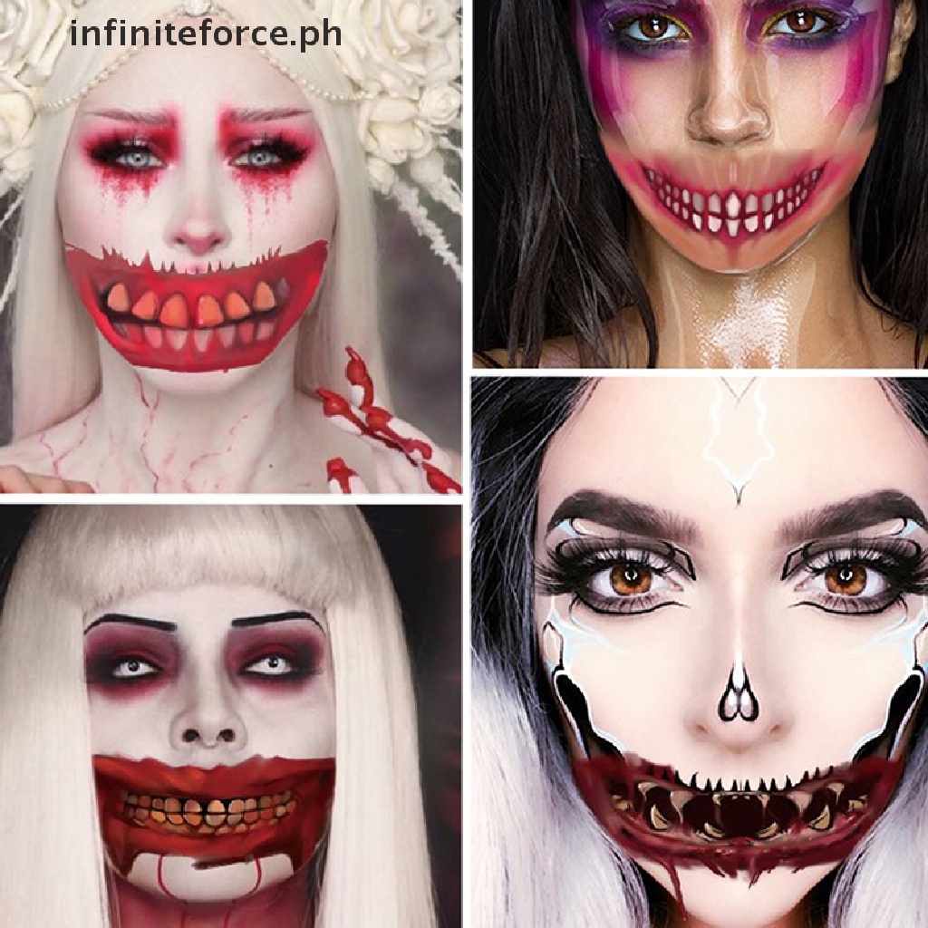 [IN]#1 Tờ Hình Xăm Dán Mặt Môi Miệng To Phong Cách Halloween