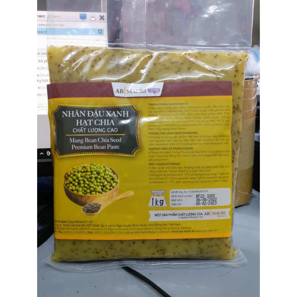 Nhân Bánh Mauri Đậu Xanh Hạt Chia Gói 1kg