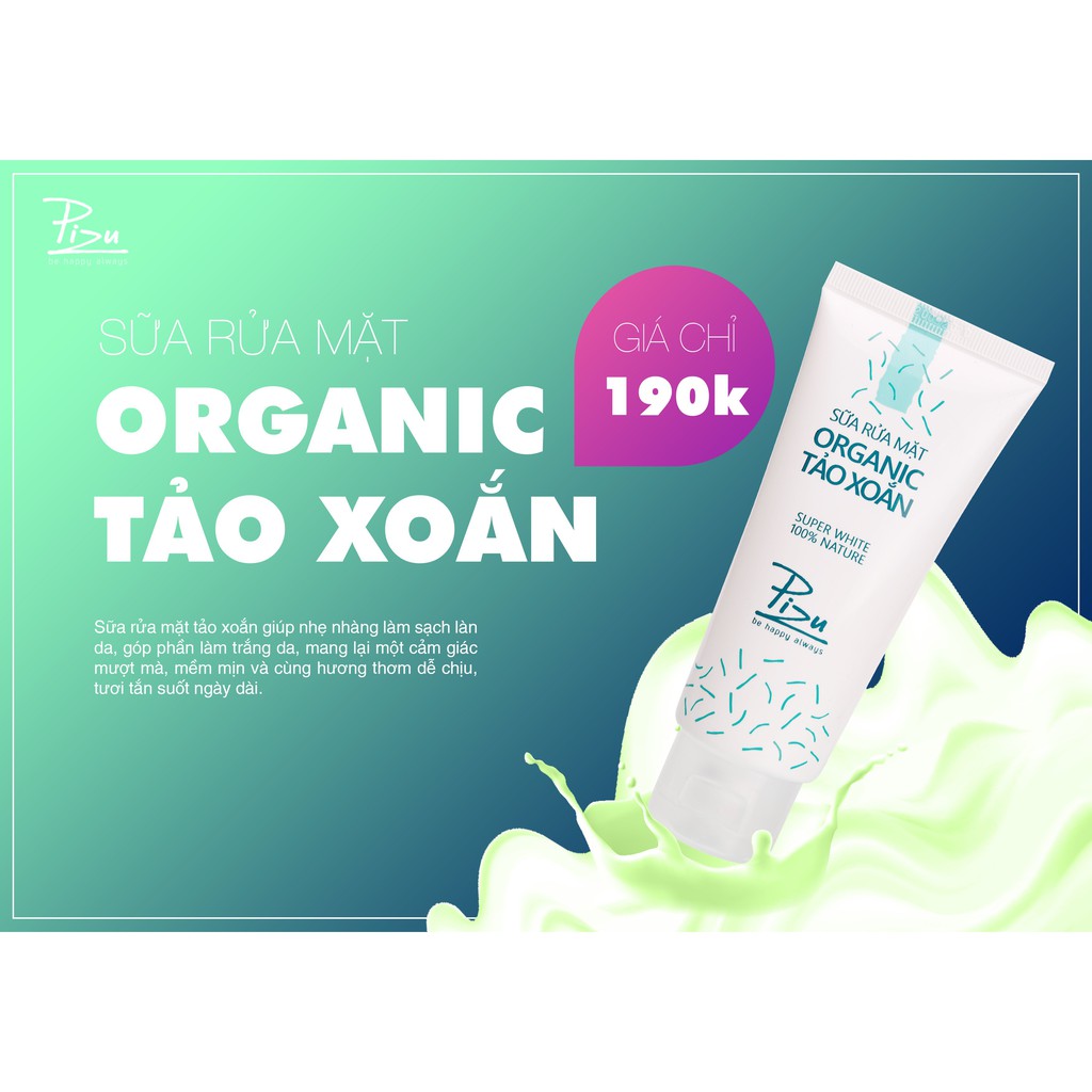 Sữa rửa mặt organic tảo xoắn Pizu