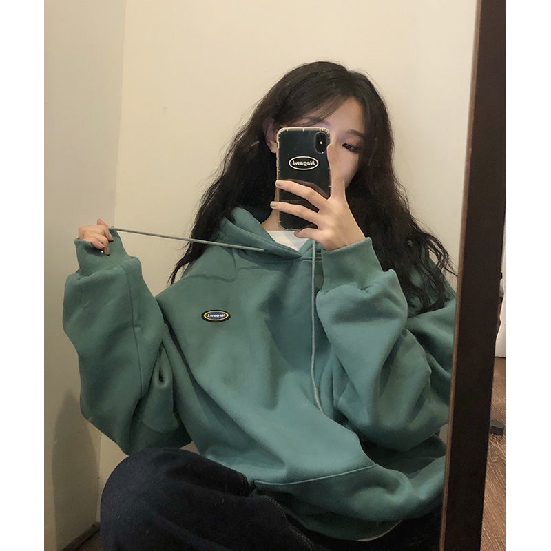 COZOK Áo Hoodie Tay Dài Form Rộng Thời Trang Trẻ Trung