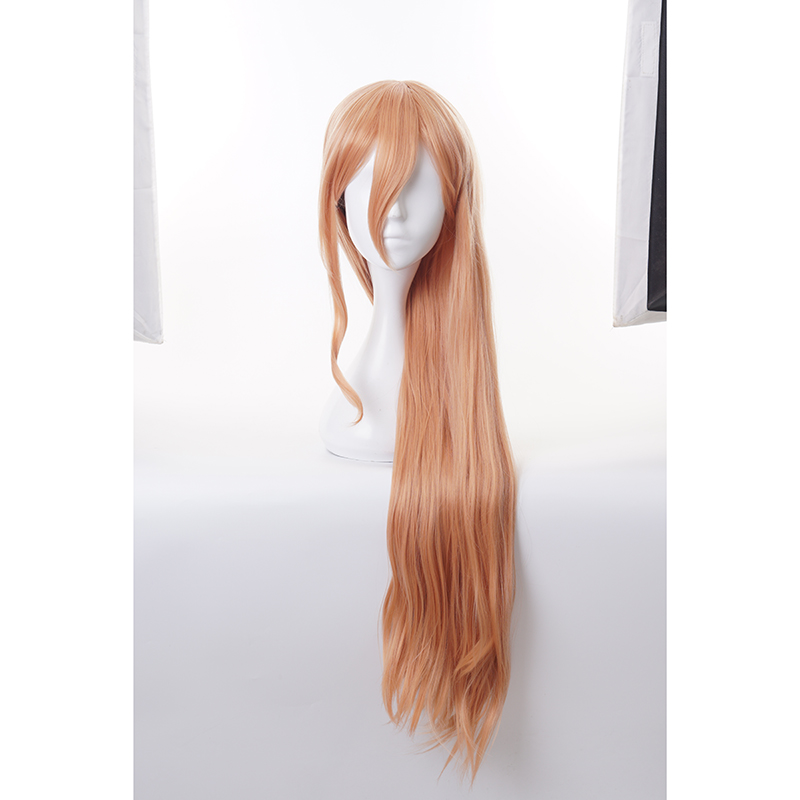 Tóc giả thẳng dài 90cm màu cam hóa trang thành nhân vật trong anime Chainsaw Man cho lễ halloween