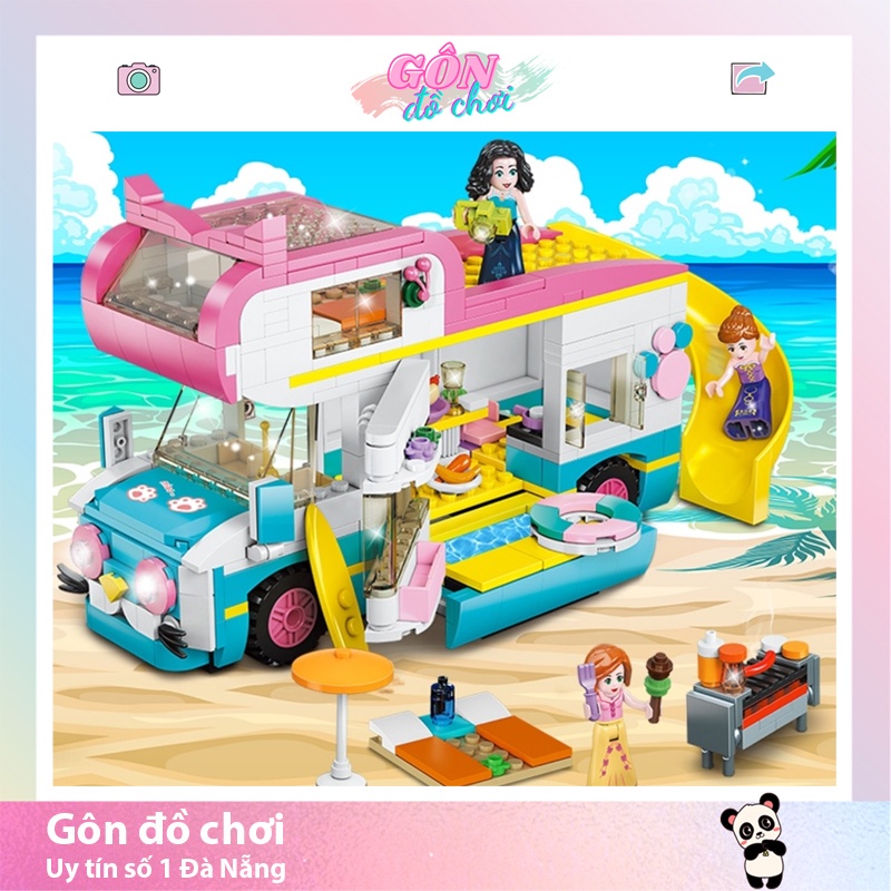 ☢✽Lego Xếp Hình Trí Tuệ Đồ Chơi Cho Bé Gái Xe Bus Tình Bạn Buýt Dã Ngoại Cao Cấp 513 Chi Tiết Gôn