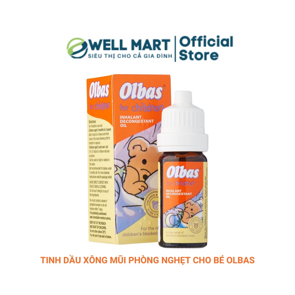 [Bill-UK]Tinh dầu xông mũi Olbas phòng nghẹt mũi cảm cúm cho trẻ từ 3tháng tuổi lọ 100ml