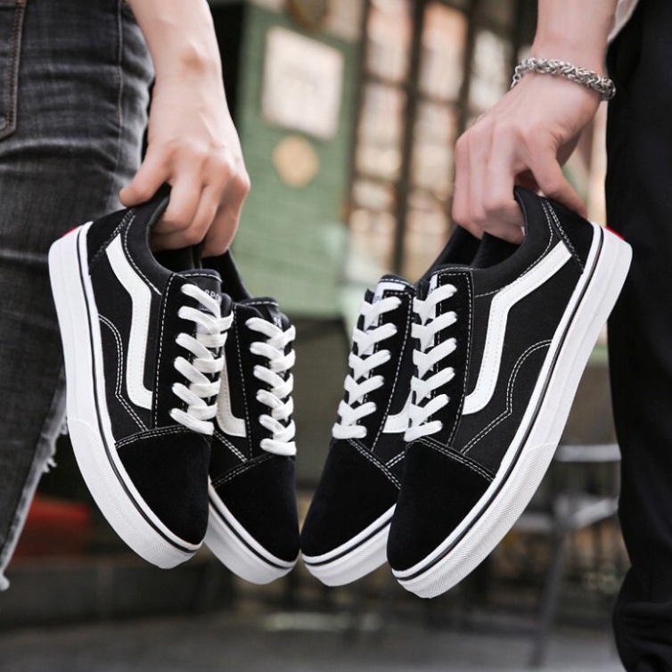 Giày Vans Old Skool cao cấp full bill box, Giày Sneaker dáng thể thao đen kẻ trắng nhung nỉ nam nữ, đế đúc chắc chắn D12 | WebRaoVat - webraovat.net.vn