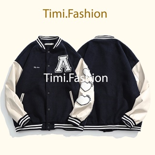Áo khoác bomber họa tiết chữ A Varsity Jacket vải nỉ, áo bomber bóng chày nam nữ unisex form rộng