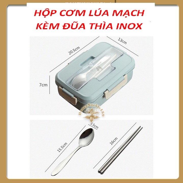 [TẶNG KÈM ĐŨA THÌA INOX] HỘP CƠM 3 NGĂN LÚA MẠCH DÙNG ĐƯỢC TRONG LÒ VI SÓNG