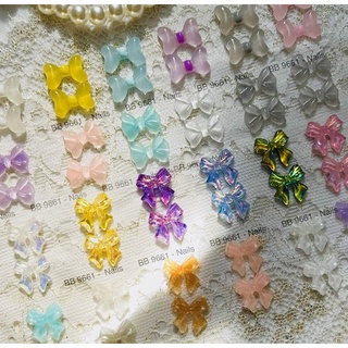 Tổng hợp charm nơ màu thạch trong suốt trang trí móng nail