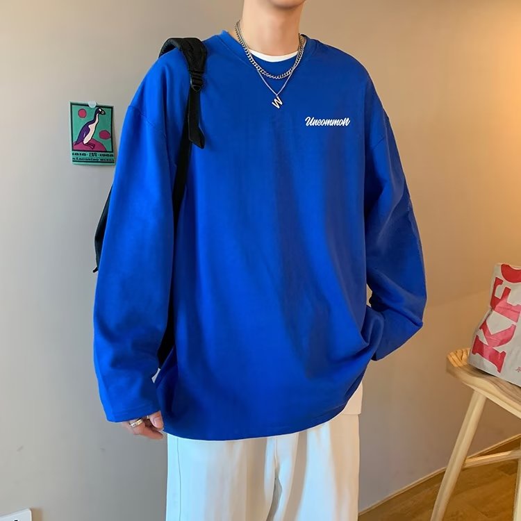 Áo Thun Tay Dài Dáng Rộng In Chữ Phong Cách Hàn Quốc Thời Trang Cho Nam Và Nữ Size M-5XL