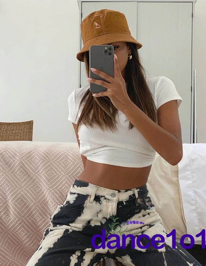 Áo Crop Top Tay Ngắn Màu Trơn Thắt Nơ Sau Lưng 5 Màu Lựa Chọn