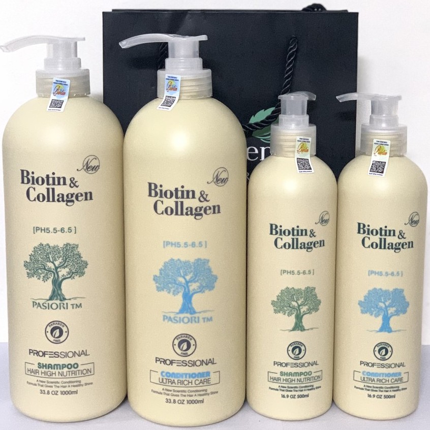 Cặp Dầu Gội Xả Biotin Collagen Trắng | Giảm Rụng Tóc,Phục Hồi Tóc Khô Xơ, Hư Tổn | Hàng Chính Hãng