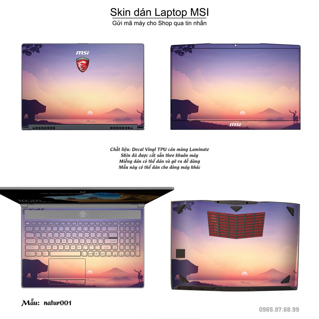 Skin dán Laptop MSI in hình thiên nhiên (inbox mã máy cho Shop)