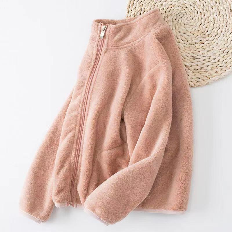 Áo khoác sweater lông cừu ấm áp thoải mái phối khóa kéo đáng yêu cho bé