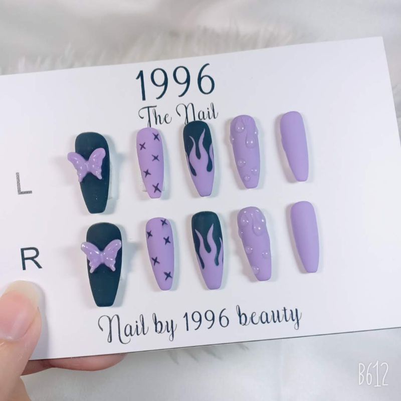 Nail box-móng úp thiết kế, tím lửa