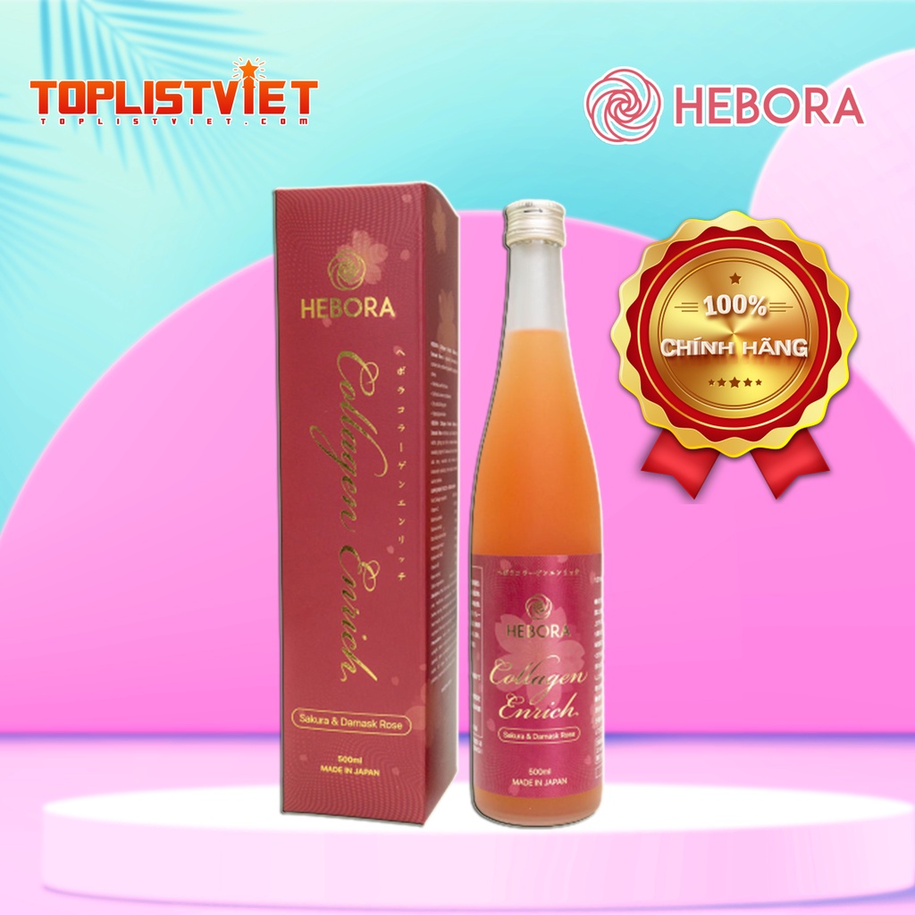 Hebora Collagen Enrich Damask Rose Water - Collagen Hoa Hồng Dạng Chai - Thơm Tự Thân Detox Giữ Dáng