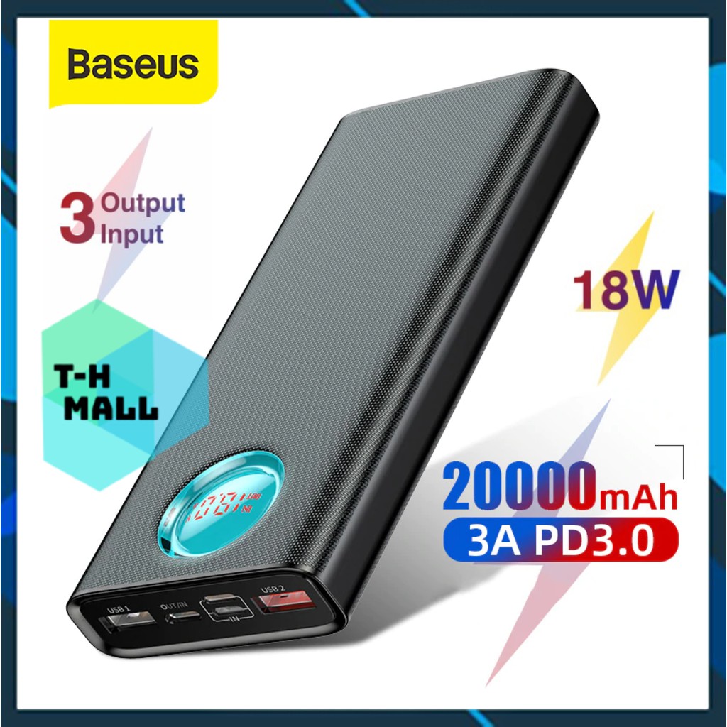 Pin dự phòng sạc nhanh 18W Baseus Amblight PD/QC3.0 Quick charge 20000mAh cho Smartphone / Tablet