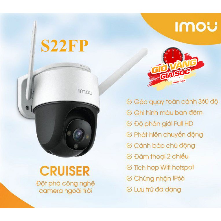 Camera IP Wifi Imou ngoài trời IPC-S22FP 2.0MP 1080P Full HD - Tích hợp báo động còi hú , Độ nét cao, ban đêm có màu