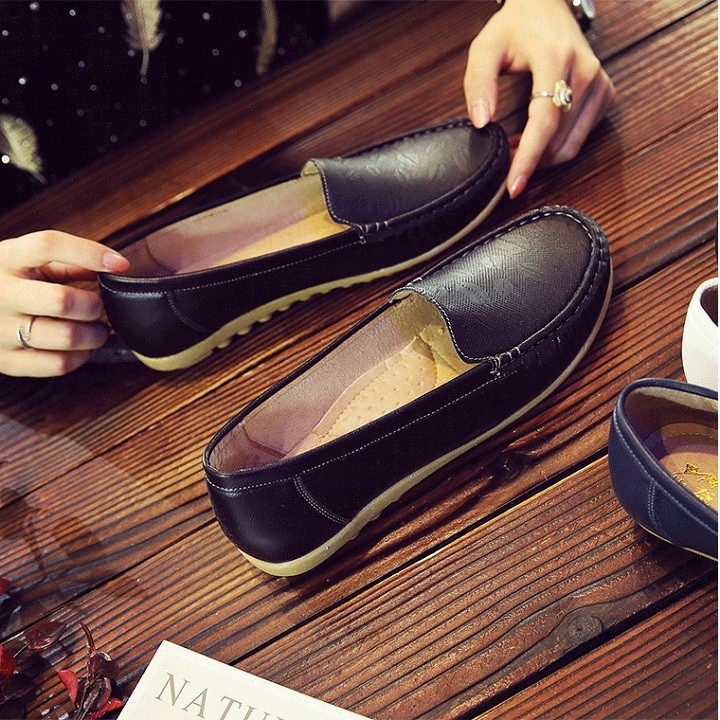 Giày slip on nữ, Giày Moca Nữ - giày lười da nữ cao cấp GN03