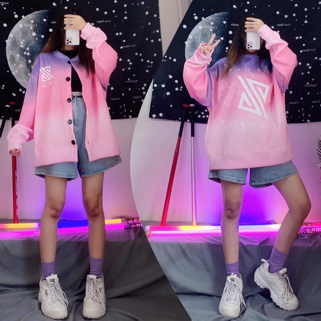 Áo Cardigan Nút Nỉ Bông Loang TheZed Ảnh/Clip Thật