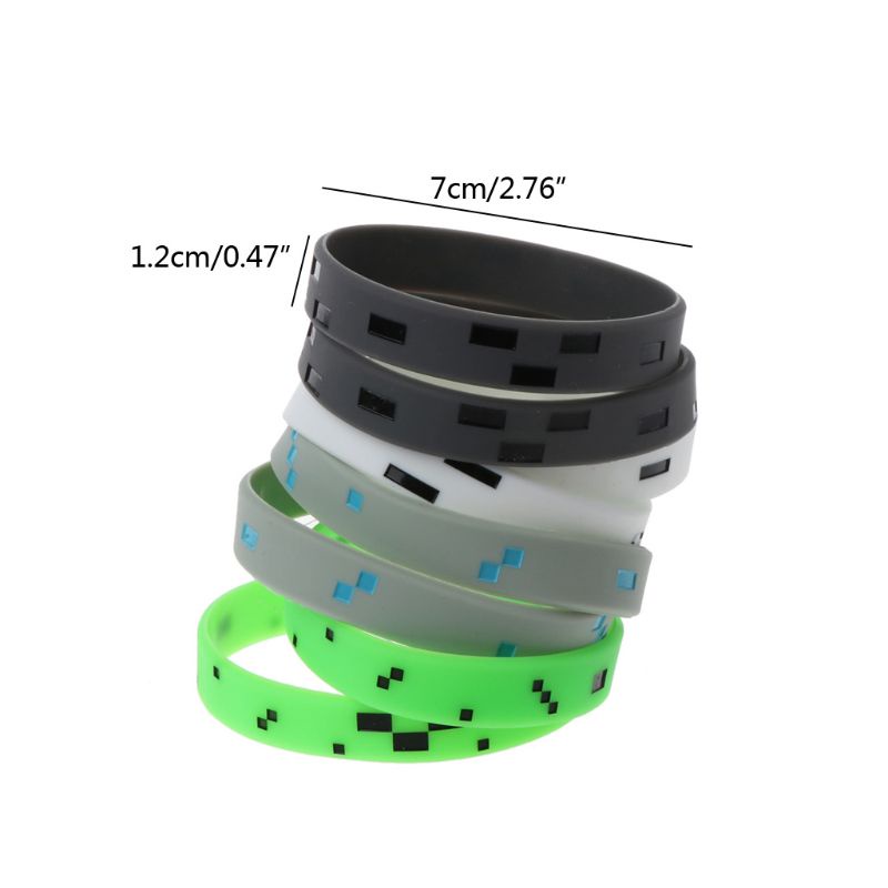 Vòng Tay Silicone Pixelated Miner Hiện Có 8 Màu 4 Kiểu Cho Bạn Bè