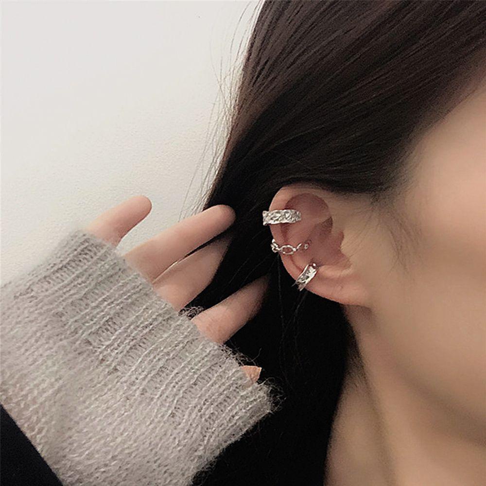 Bộ 3 Khuyên Tai Kẹp Vành Tai Không Cần Xỏ Lỗ Phong Cách Punk Tối Giản Dành Cho Bạn Nữ