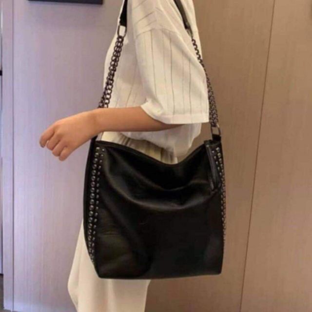 Túi tote da đeo chéo nữ công sở viền đinh tán đẹp vừa A4 đi học giá rẻ HT16